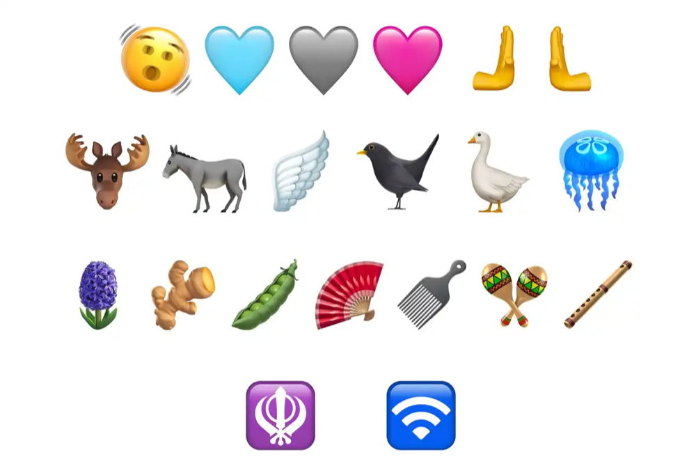 Exemplos de emojis que virão na próxima atualização do Unicode incorporada ao iOS