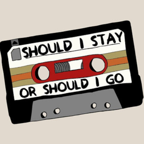 Desenho de fita K7 com Should I Stay or Should I Go escrito no rótulo.