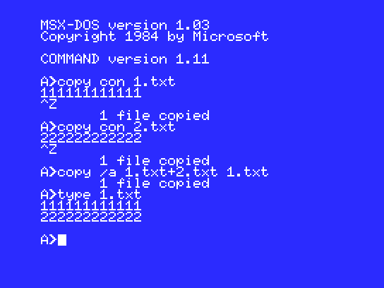 tela do MSX-DOS