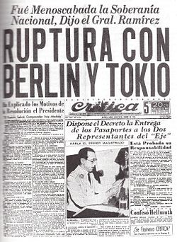 Jornal com a cobertura do fato, em tom negativo, na imprensa argentina.