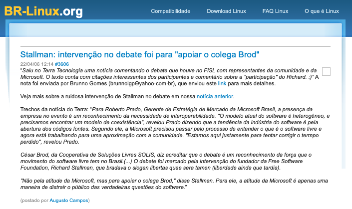Print do conteúdo do link incluído no texto do post acima.