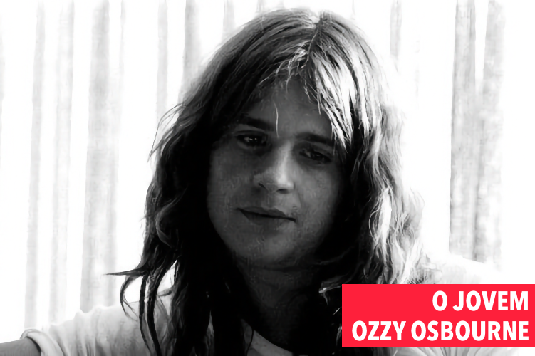 Foto em preto e branco do jovem Ozzy Osbourne