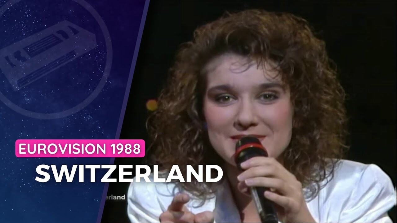 Celine Dion aos 20 anos representando a Suiça no Eurovision