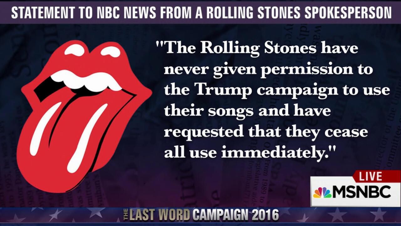 O comunicado dos Rolling Stones, exibido em um telejornal da MSNBC