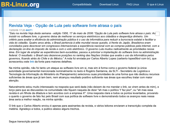 Print do conteúdo do link incluído no texto do post acima.