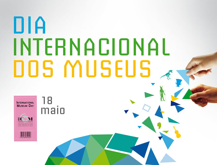 Banner alusivo ao dia dos museus, com grafismos associando-os às artes, história, ciências e mais