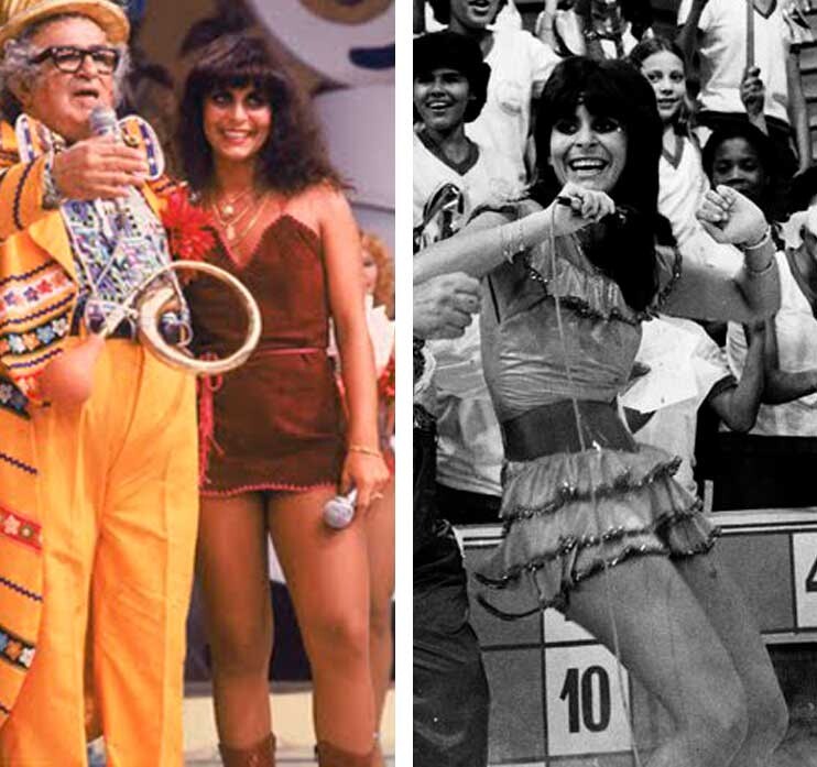 Gretchen em 2 momentos do Cassino do Chacrinha