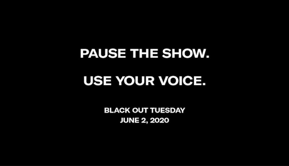 Banner da Black Tuesday com o lema: Pause the show - use your voice.