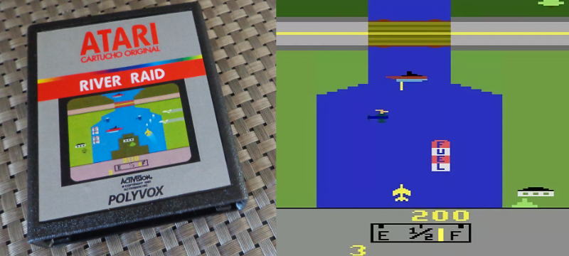 Cartucho “oficial“ brasileiro, da Activision/Polyvox, e print do jogo