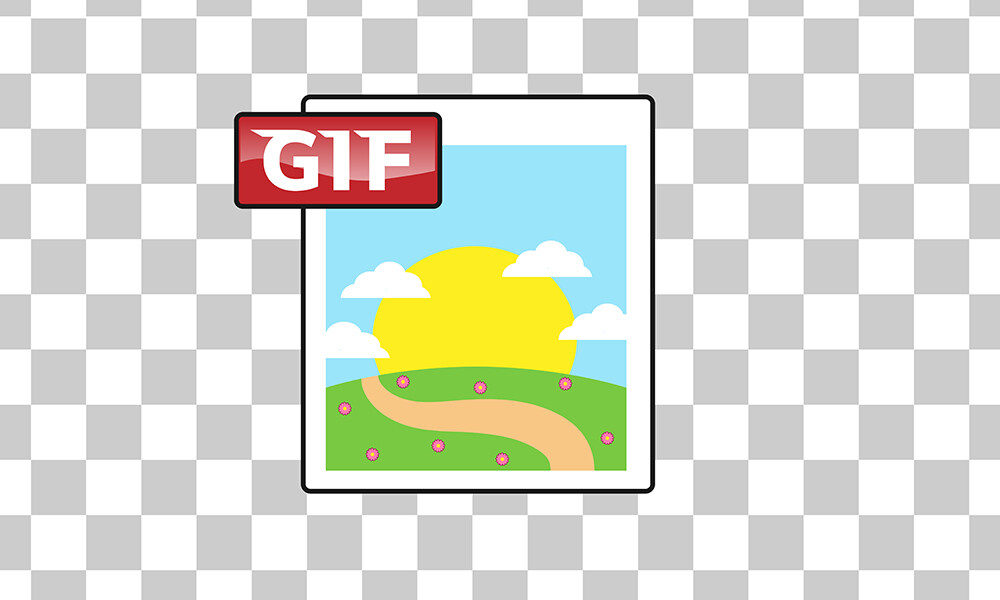 Ícone de um GIF, em um campo quadriculado.