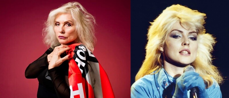 Deborah Harry em foto atual e na época da Blondie
