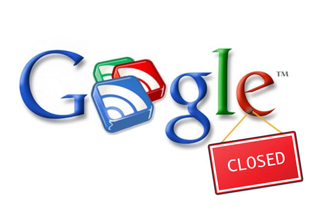 Placa de “Closed“ pendurada no logo do Google Reader