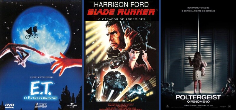 Cartazes de ET, Blade Runner e Poltergeist