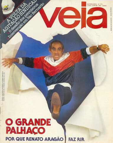Capa da Veja com o título “O grande palhaço - por que Renato Aragão faz rir“