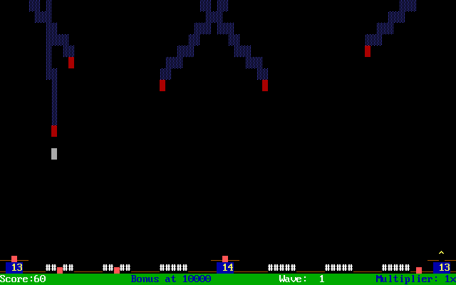 Tela do jogo Text Missile Command