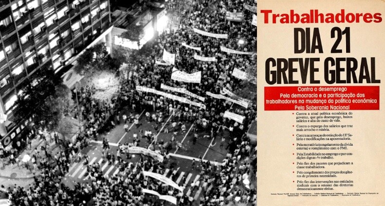 Protesto na av. Rio Branco, centro do Rio de Janeiro, contra o endurecimento do arrocho salarial<br>