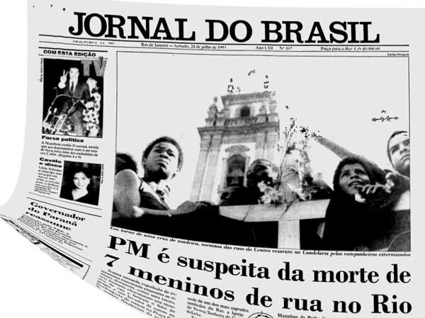Capa do Jornal do Brasil sobre a investigação de autoria do massacre