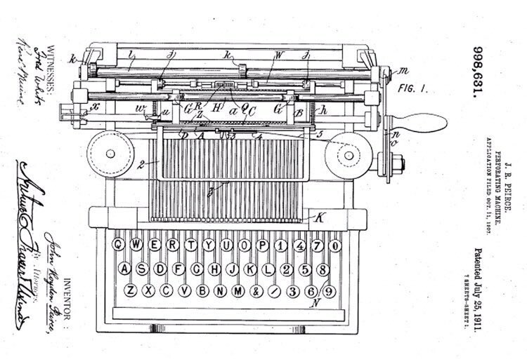 Diagrama da primeira patente recebida pela IBM