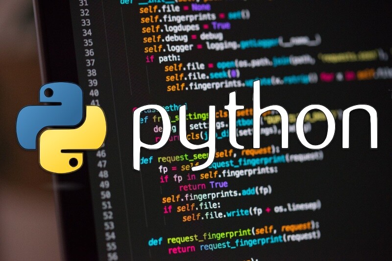 Logo da linguagem e trecho de código em Python