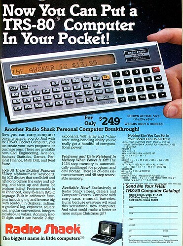 Anúncio com o título: Now You Can Put a TRS-80 Computer In Your Pocket!