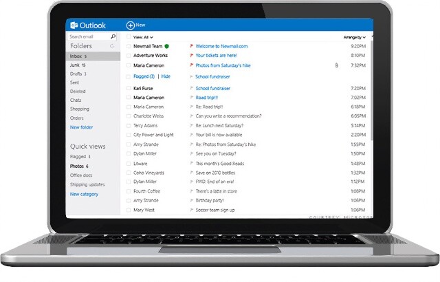 Tela do Outlook na época do lançamento