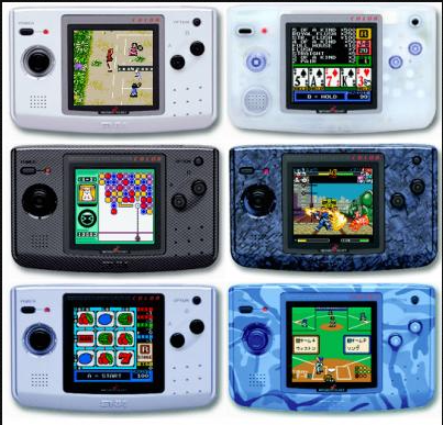 Seis variações de cores do Neo Geo Pocket Color