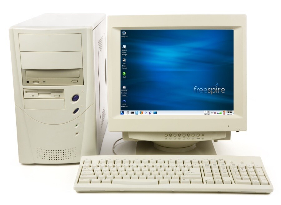 Tela do Freespire em um PC da época