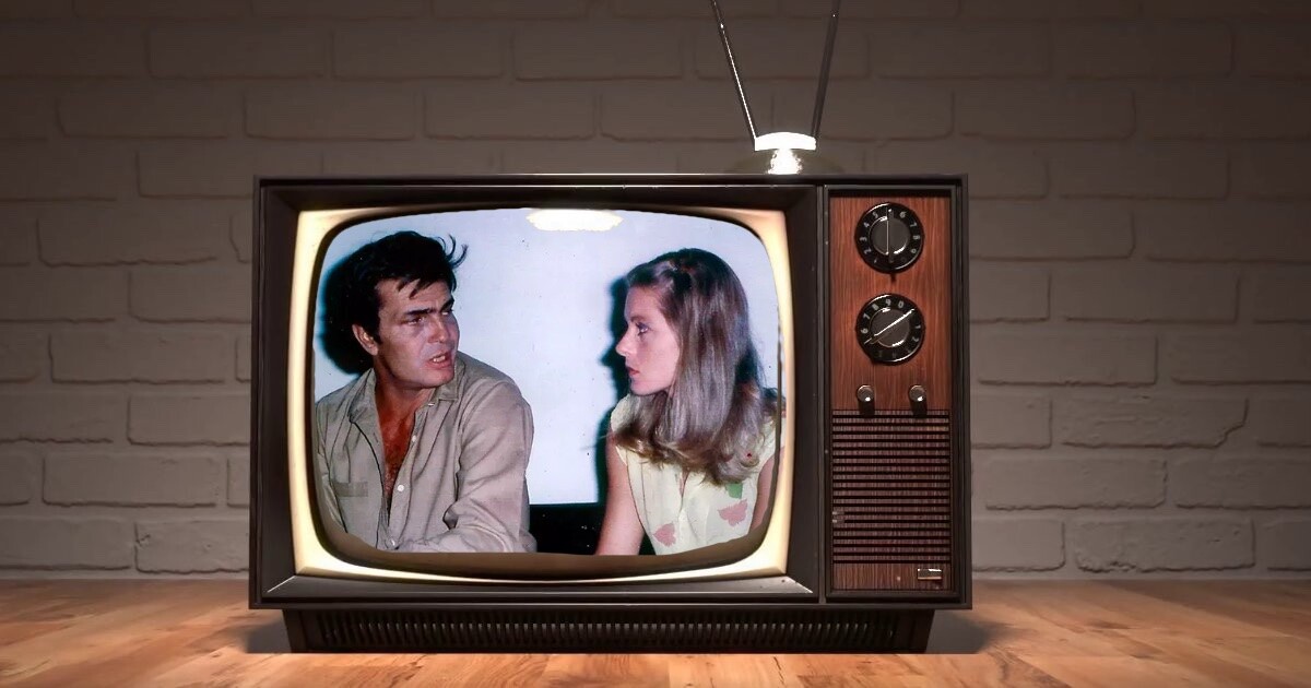 Tarcísio Meira e vera Fiscer em cena como dois vértices do triângulo amoroso central da novela