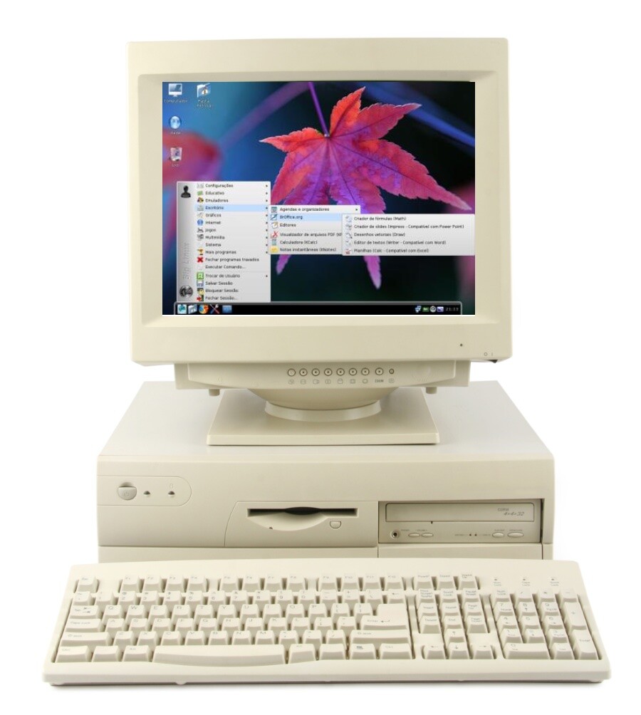 Tela de um desktop do BigLinux da época