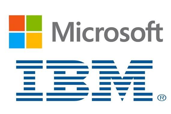 Logos antigos da Microsoft e da IBM