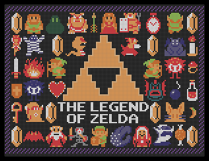 Poster de The Legend of Zelda, em modelo ponto cruz