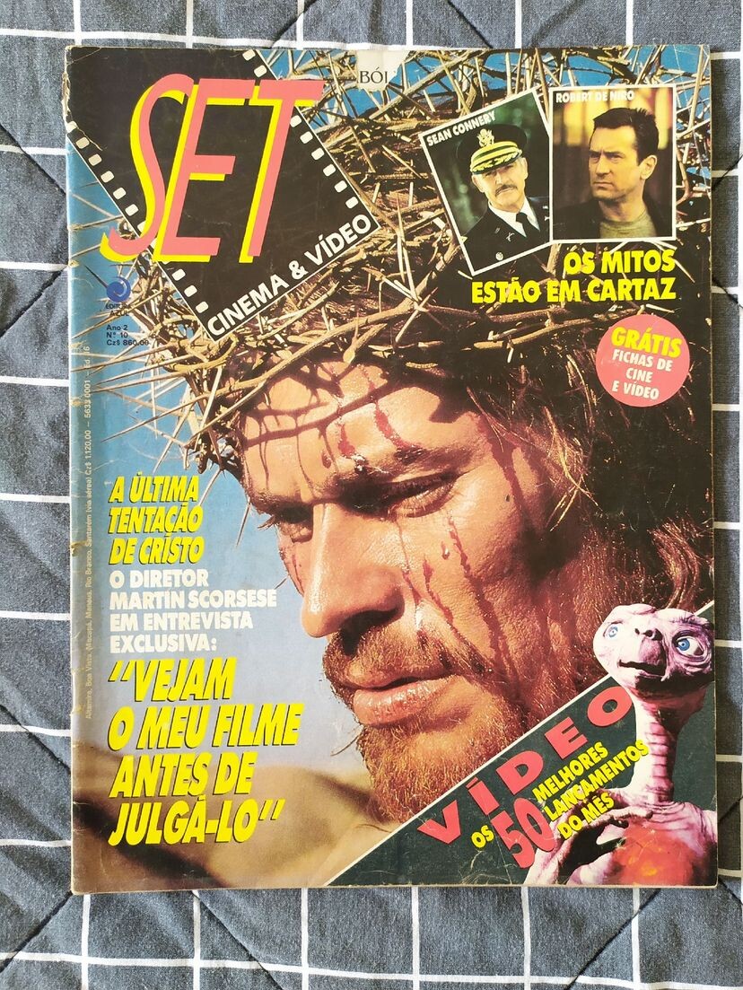 Capa da revista Set com a frase do diretor Scorsese: Vejam o meu filme antes de julgá-lo