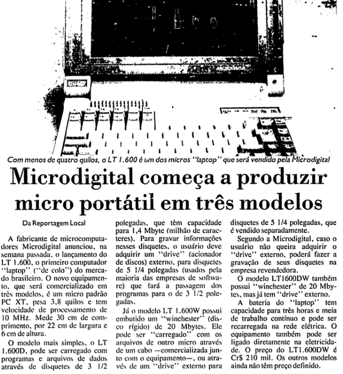Matéria com título: Microdigital começa a produzir micro portátil em 3 modelos