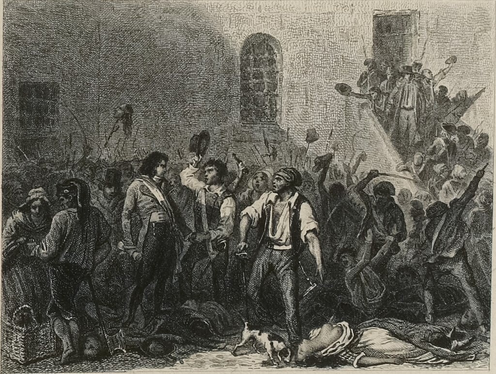 Gravura “Massacres des 2 et 3 septembre 1792“, de Auguste Raffet