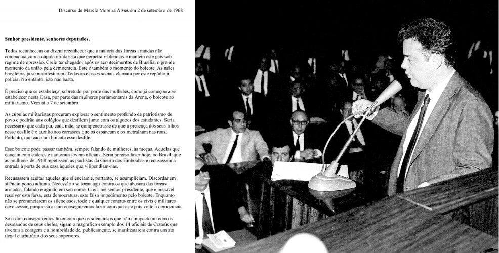 Texto do discurso (cuja transcrição está no link do post) e foto do parlamentar discursando na Câmara