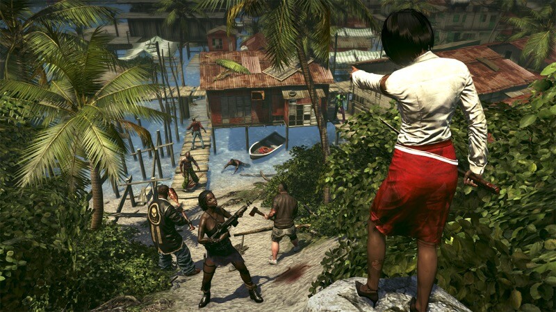 Personagens armados se preparam para invadir uma marina tomada por zumbis em Dead Island