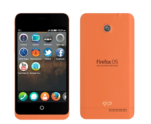 Frente e verso de um Geeksphone Keon