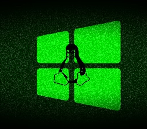 Sobreposição dos símbolos do Linux e do Windows