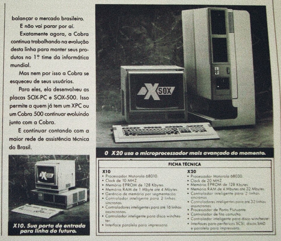 Fragmento de anúncio antigo da Cobra, descrevendo o X10 como “Sua porta de entrada para linha do futuro“