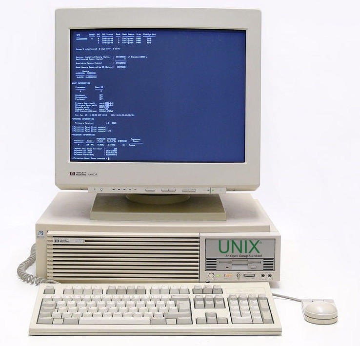 Uma estação de trabalho da HP rodando Unix 