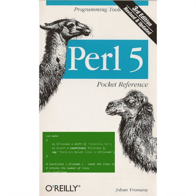 Capa do livro Perl 5 Pocket Reference, ilustrada por um camelo