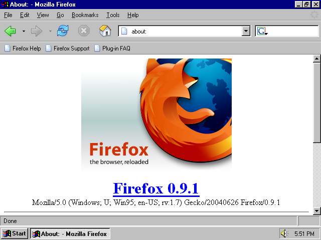 Print do Firefox 0.9.1 rodando no Windows 95