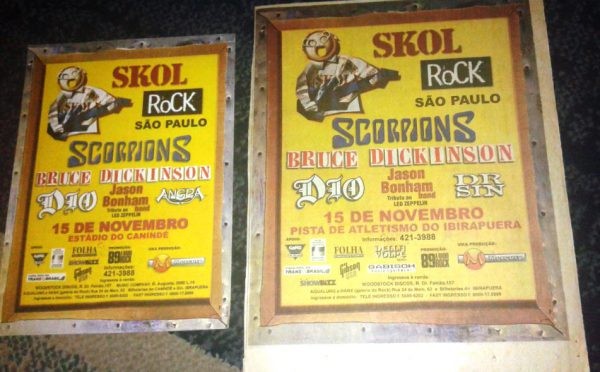 Dois cartazes emoldurados do Skol Rock São Paulo de 1997