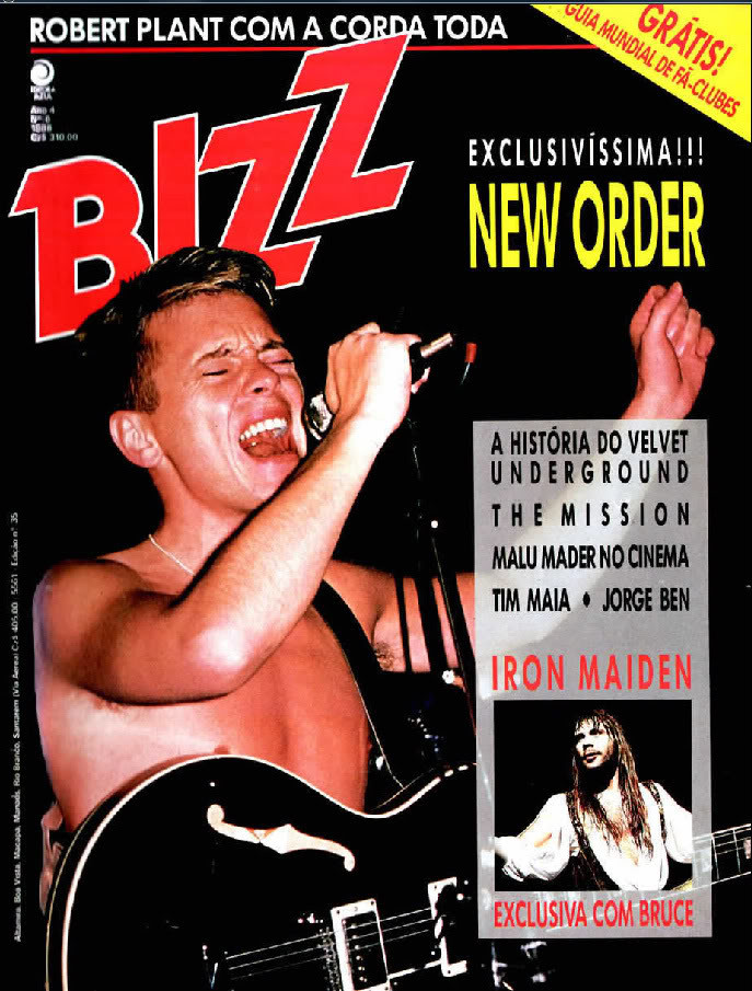 New Order na capa de uma edição da Bizz em 1988<br>