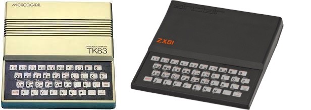 Lado a lado, um TK83 e um ZX81, da Sinclair