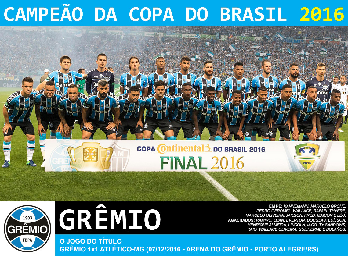 Poster com a foto oficial do Grêmio para a final de 2016