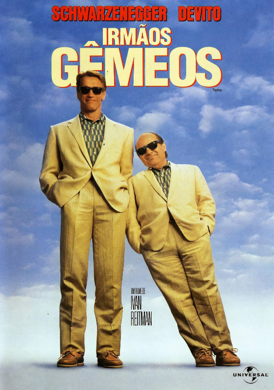 Capa do DVD de Irmãos Gêmeos com os 2 protagonistas lado a lado
