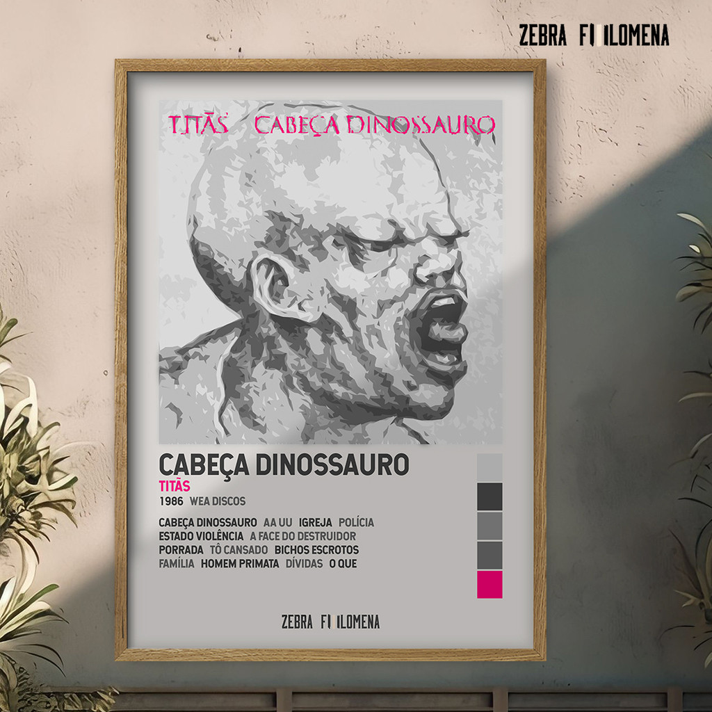 poster com a capa e o nome das faixas de Cabeça Dinossauro