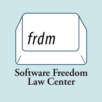 Logo do Software Freedom Law Center, na forma de uma tecla em que está escrito “frdm“