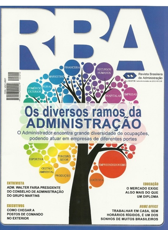 Capa da Revista Brasileira de Administração número 90, incluindo chamada para a matéria: “Home office - trabalhar em casa, sem horários rígidos, é um dos sonhos de muitos brasileiros“